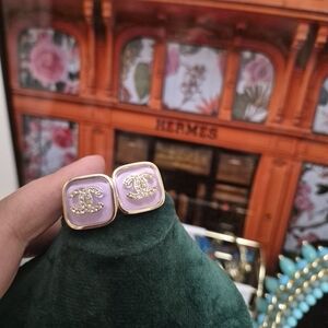 Authentic Pink and gold Chanel earrings studs
